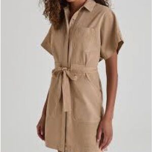 AG Utility dress. NWT. V-Neck, versatile cinch waist. A Trending Style. Tan